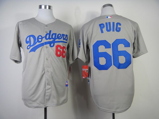 Men Los Angeles Dodgers #66 Puig Grey MLB Jerseys->los angeles dodgers->MLB Jersey